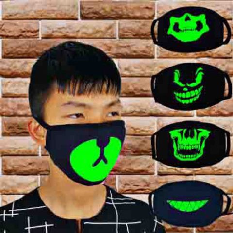 Khẩu Trang Dạ Quang Đầu Lâu - Mặt Nạ Phát Sáng Halloween, Phụ Kiện Cosplay Unisex, Chống Bụi, Thoáng Khí