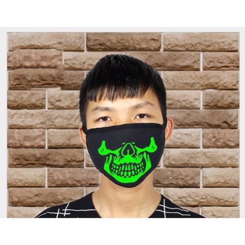 Khẩu Trang Dạ Quang Đầu Lâu - Mặt Nạ Phát Sáng Halloween, Phụ Kiện Cosplay Unisex, Chống Bụi, Thoáng Khí