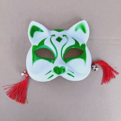 Mặt Nạ Hóa Trang Cáo Phong Cách Nhật Bản - Mặt Nạ Nửa Mặt Đính Tua Rua, Phụ Kiện Cosplay Giá Rẻ, Thân Thiện Với Môi Trường
