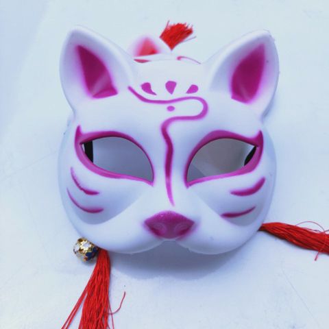 Mặt Nạ Hóa Trang Cáo Phong Cách Nhật Bản - Mặt Nạ Nửa Mặt Đính Tua Rua, Phụ Kiện Cosplay Giá Rẻ, Thân Thiện Với Môi Trường