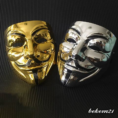 Mặt Nạ Hacker Vàng Bóng Anonymous 2020 - Phụ Kiện Thời Trang Độc Đáo, Chất Liệu Nhựa Dẻo, Hàng Nhập Khẩu