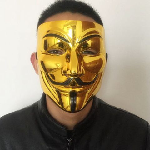 Mặt Nạ Hacker Vàng Bóng Anonymous 2020 - Phụ Kiện Thời Trang Độc Đáo, Chất Liệu Nhựa Dẻo, Hàng Nhập Khẩu