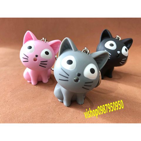 Móc Khóa Đèn Led Hình Mèo Phát Sáng - Có Âm Thanh, Đèn Pin Mini Thú Vị, Quà Tặng Dễ Thương Cho Người Yêu Mèo