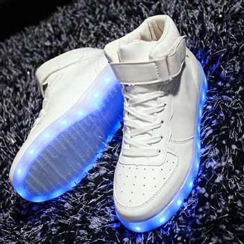 Giày Cao Cổ Phát Sáng LED 7 Màu Chống Nước - Giày Thời Trang Unisex Hàn Quốc với 8 Chế Độ Sáng và Dây Sạc kèm theo