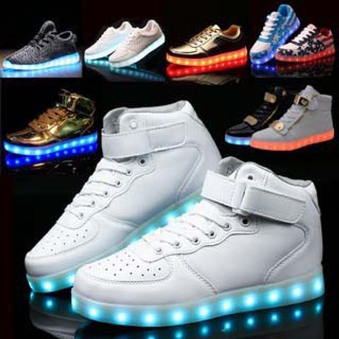 Giày Cao Cổ Phát Sáng LED 7 Màu Chống Nước - Giày Thời Trang Unisex Hàn Quốc với 8 Chế Độ Sáng và Dây Sạc kèm theo