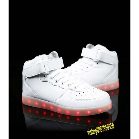 Giày Cao Cổ Phát Sáng LED 7 Màu Chống Nước - Giày Thời Trang Unisex Hàn Quốc với 8 Chế Độ Sáng và Dây Sạc kèm theo
