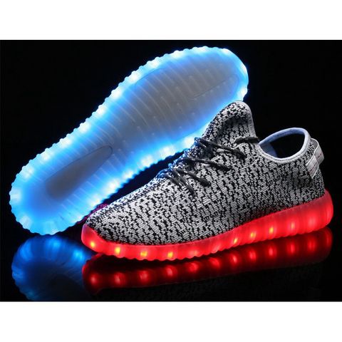 Giày Đèn Led Phát Sáng 7 Màu Trắng Đen - Giày Thời Trang Họa Tiết Độc Đáo Cho Lễ Hội, Sự Kiện, Đế Chống Nước, Đổi Màu Tùy Chỉnh