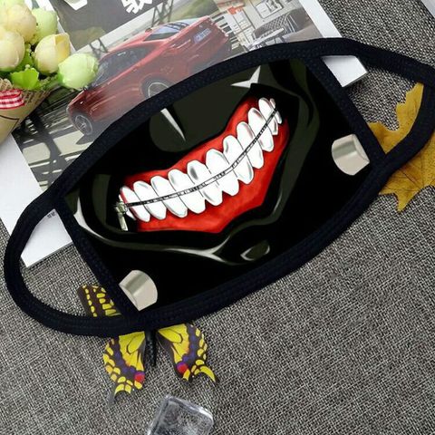 Khẩu Trang Vải Cotton Anime Tokyo Ghoul - Thiết Kế Hình Hàm Răng Dành Cho Nam Nữ, Phong Cách Thời Trang độc Đáo