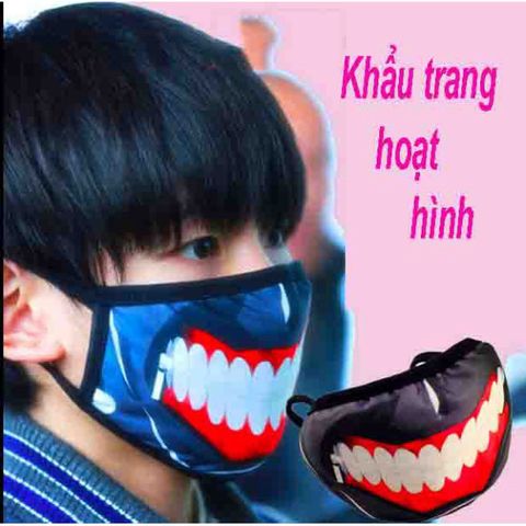 Khẩu Trang Vải Cotton Anime Tokyo Ghoul - Thiết Kế Hình Hàm Răng Dành Cho Nam Nữ, Phong Cách Thời Trang độc Đáo