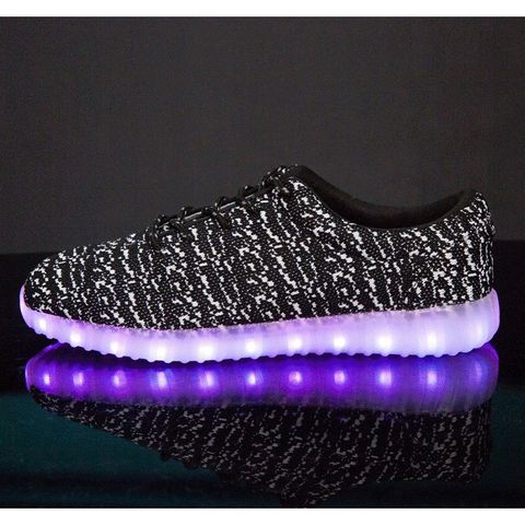 Giày Đèn Led Phát Sáng 7 Màu Đen Trắng Chấm Bi - Giày Thời Trang Cho Lễ Hội & Sự Kiện, Có 8 Chế Độ Chiếu Sáng
