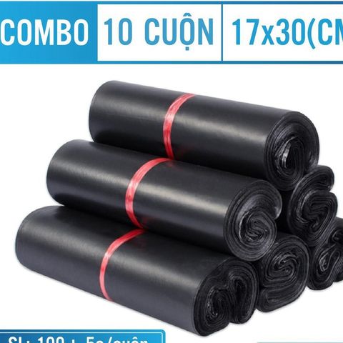 Túi niêm phong gói hàng màu đen 17x30cm - Bộ 1000 túi vận chuyển an toàn, chất lượng cao, chống thấm nước