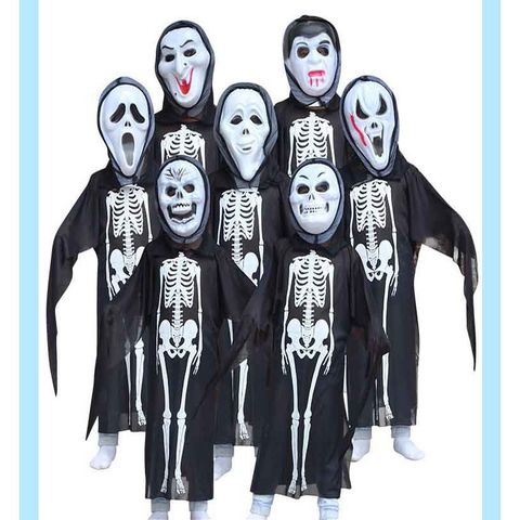 Bộ Trang Phục Halloween Cao Cấp - Xương Người và Mặt Nạ Đầu Lâu Rùng Rợn Dành Cho Nam Nữ - Thời Trang Ma Quái