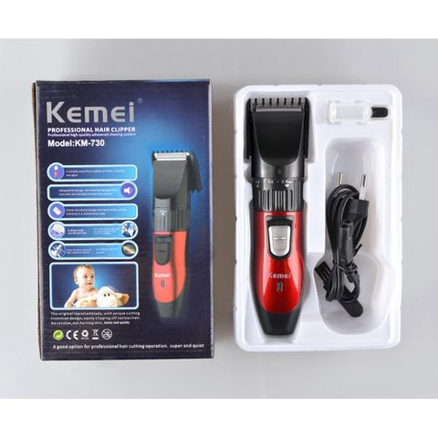 Tông Đơ Cắt Tóc Trẻ Em Kemei 730 - An Toàn, Dễ Sử Dụng, Kèm Dụng Cụ Lấy Ráy Tai Có Đèn - Thích Hợp Cho Gia Đình