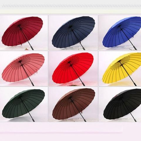 Ô Dù Cỡ Lớn 24 Nan Cao Cấp Chống Lật - Ô Đi Mưa Hàn Quốc Có Quai Đeo, Chống Tia UV và Nắng, Chất Liệu Siêu Chống Thấm