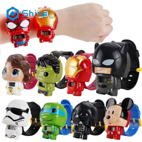 Đồng Hồ Chiếu Hình Hoạt Hình Siêu Nhân, Người Nhện, Công Chúa Disney - Quà Tặng Dễ Thương Cho Bé Từ 3-10 Tuổi