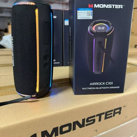 Loa Bluetooth di động Monster Airrock C101 - Âm thanh 10W mạnh mẽ, thiết kế gọn nhẹ, đèn LED, pin 1500mAh, kết nối Bluetooth 5.4