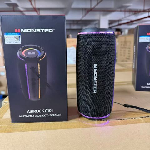 Loa Bluetooth di động Monster Airrock C101 - Âm thanh 10W mạnh mẽ, thiết kế gọn nhẹ, đèn LED, pin 1500mAh, kết nối Bluetooth 5.4
