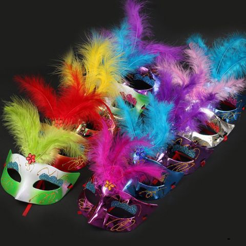 Mặt Nạ Lông Vũ Che Nửa Mặt - Phụ Kiện Hóa Trang Trung Thu & Halloween Cho Nam Nữ - Cosplay Đẳng Cấp 16x8cm