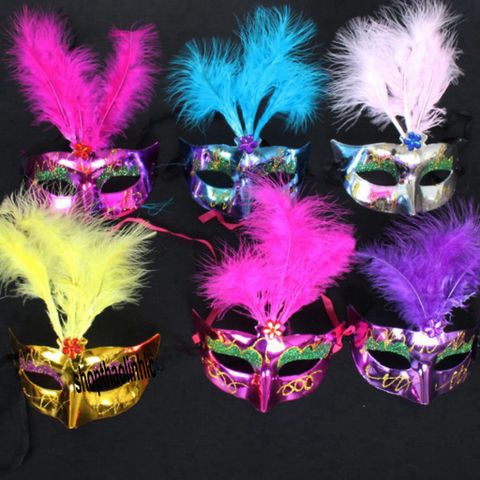 Mặt Nạ Lông Vũ Che Nửa Mặt - Phụ Kiện Hóa Trang Trung Thu & Halloween Cho Nam Nữ - Cosplay Đẳng Cấp 16x8cm