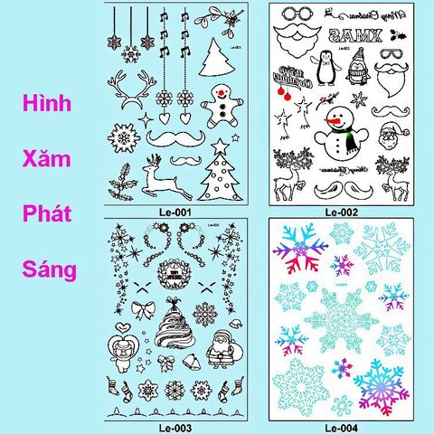 Hình Xăm Dán Tạm Thời Phát Sáng 21x15cm Phong Cách Giáng Sinh Noel - Hình Xăm Nghệ Thuật Cho Dịp Lễ Tết