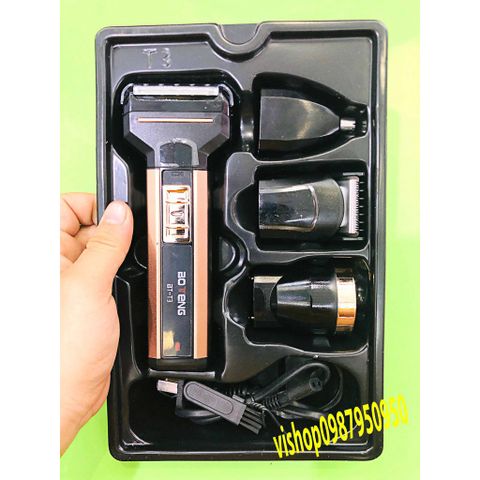 Tông Đơ Cắt Tóc 4 Trong 1 BOTENG BT-T3 Thế Hệ Mới 2020 - Cắt Tóc, Cạo Râu, Tỉa Lông Mũi, Đèn Pin Tiện Dụng
