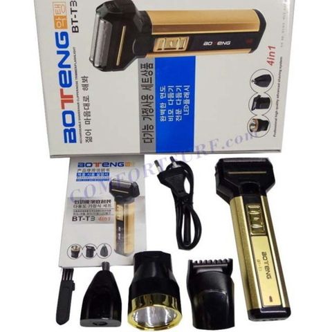 Tông Đơ Cắt Tóc 4 Trong 1 BOTENG BT-T3 Thế Hệ Mới 2020 - Cắt Tóc, Cạo Râu, Tỉa Lông Mũi, Đèn Pin Tiện Dụng