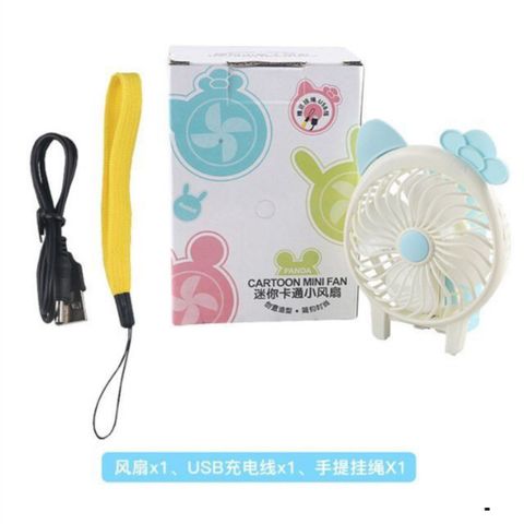 Quạt Cầm Tay Cartoon Tai Thỏ Mini Gấp Gọn - Sạc Pin USB Đèn LED 3 Chế Độ Gió Dễ Dàng Mang Theo