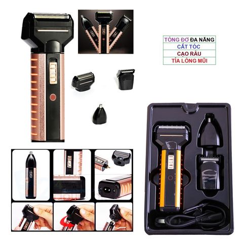 Tông Đơ Cắt Tóc Kiêm Máy Cạo Râu & Cắt Tỉa Lông Mũi Boteng 3 Trong 1 - Thiết Kế Gọn Nhẹ, Chất Lượng Cao, Dùng Đi Du Lịch, Công Nghệ Pin Hiện Đại