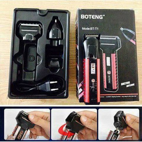 Tông Đơ Cắt Tóc Kiêm Máy Cạo Râu & Cắt Tỉa Lông Mũi Boteng 3 Trong 1 - Thiết Kế Gọn Nhẹ, Chất Lượng Cao, Dùng Đi Du Lịch, Công Nghệ Pin Hiện Đại