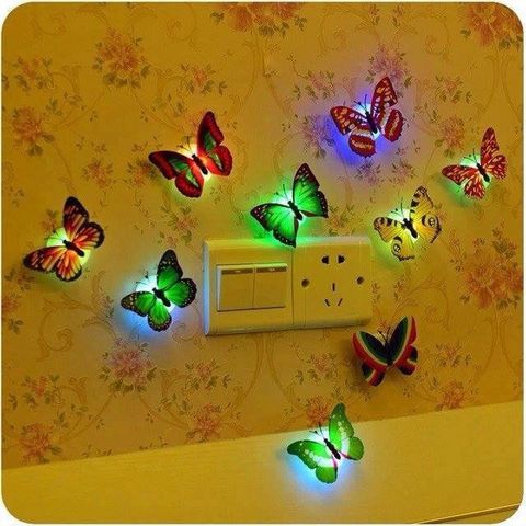 Đèn Ngủ Bướm Phát Sáng 3D Dán Tường - Trang Trí Phòng Ngủ Độc Đáo, Nhiều Màu Sắc Lung Linh, Tiết Kiệm Điện Năng