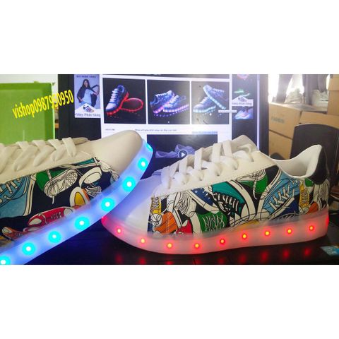Giày Phát Sáng Gradient Graffiti 7 Màu LED - Giày Thời Trang Nam Nữ Phát Sáng Đựng Sạc Đi Kèm, Chống Nước, Đế Chắc Chắn