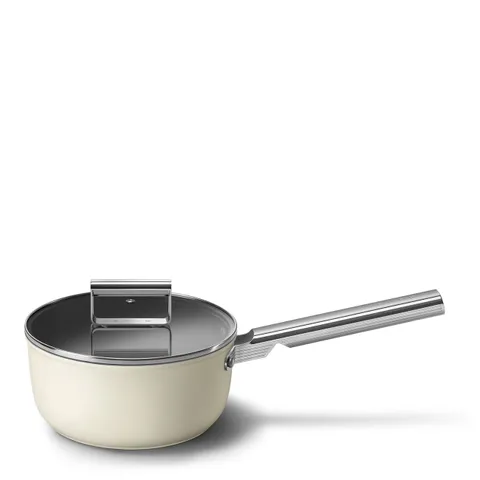 Quánh SMEG 20cm màu kem - Nồi chống dính cao cấp với nắp kính, dùng cho bếp từ và mọi loại bếp, dung tích 2.8L, an toàn cho sức khoẻ