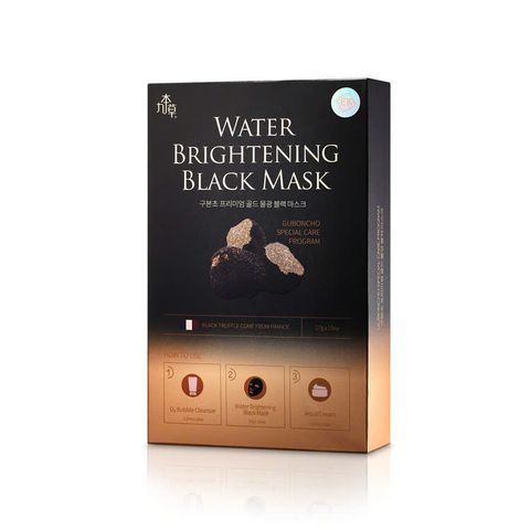 Mặt nạ thải độc 3 bước Guboncho Water Brightening Black Mask với nấm cục đen - Duy trì làn da sáng khỏe & ngăn ngừa lão hóa