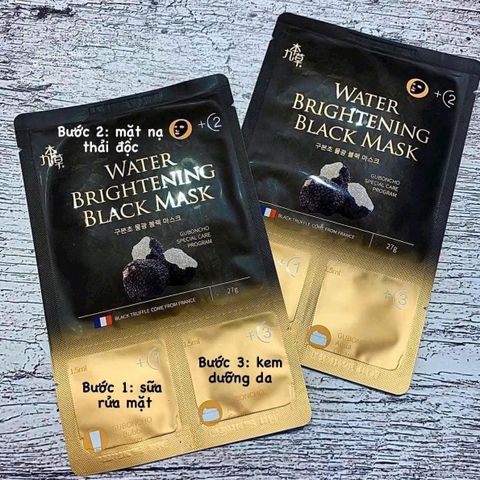 Mặt nạ thải độc 3 bước Guboncho Water Brightening Black Mask với nấm cục đen - Duy trì làn da sáng khỏe & ngăn ngừa lão hóa