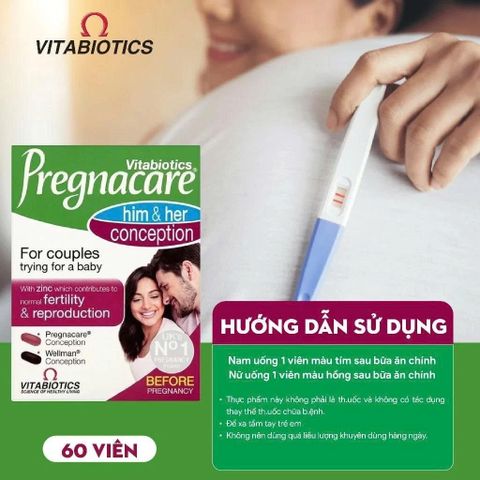 Viên uống hỗ trợ thụ thai Conceptive Pregnacare Him and Her 60 viên - Tăng cường sức khỏe sinh sản cho cả nam và nữ