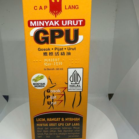 Dầu Nóng Xoa Bóp Indonesia GPU Chính Hãng 60ml - Giúp Giảm Đau Nhức Xương Khớp, Thư Giãn Cơ Bắp và Tinh Thần