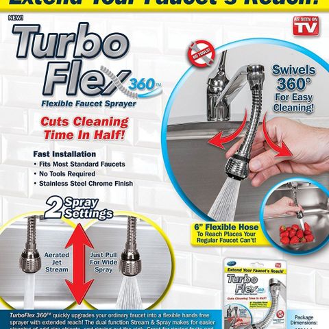 Đầu Vòi Nước Tăng Áp Turbo Flex 360 Độ - Thiết Kế Nhỏ Gọn Tiện Dụng Cho Bồn Rửa, Điều Chỉnh Dòng Nước Dễ Dàng