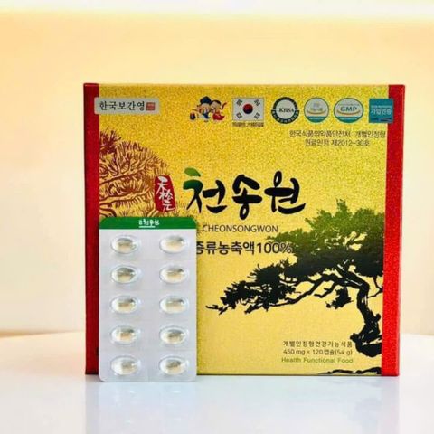 Tinh Dầu Thông Đỏ Cheonsongwon Hàn Quốc - Hộp 120 Viên, Tăng Cường Đề Kháng, Hỗ Trợ Tim Mạch, Sức Khỏe Tổng Thể