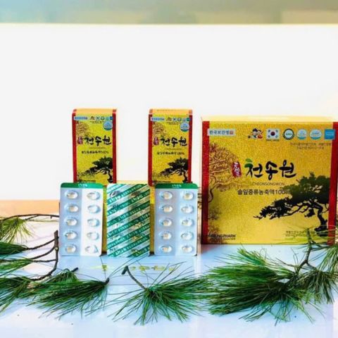 Tinh Dầu Thông Đỏ Cheonsongwon Hàn Quốc - Hộp 120 Viên, Tăng Cường Đề Kháng, Hỗ Trợ Tim Mạch, Sức Khỏe Tổng Thể