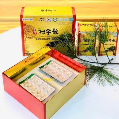 Tinh Dầu Thông Đỏ Cheonsongwon Hàn Quốc - Hộp 120 Viên, Tăng Cường Đề Kháng, Hỗ Trợ Tim Mạch, Sức Khỏe Tổng Thể