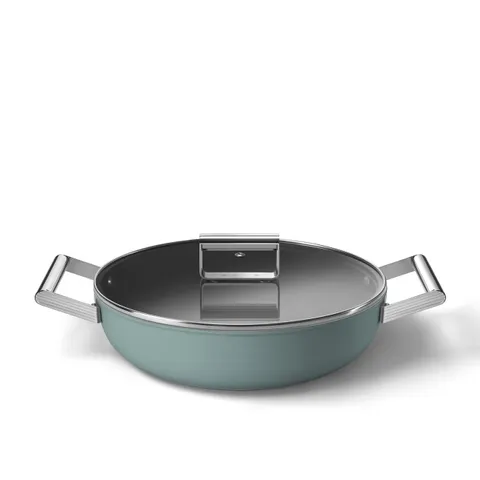 Nồi Chảo SMEG DPF2812EGM Xanh Ngọc 28cm - Chảo Chống Dính Ceramic Cao Cấp, Dùng Cho Bếp Từ, Gas, Điện, Xuất Xứ Italy