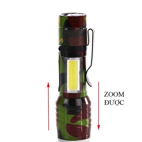 Đèn Pin MINI Siêu Sáng Có Zoom - Đèn Sáng Cao Cấp Tiện Dụng Cho Đi Bộ, Cắm Trại, Sử Dụng Khẩn Cấp - Tặng Kèm Hộp Mã 535 Màu Lính
