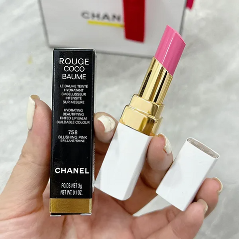 Son Dưỡng Chanel Rouge Coco Baume Shiny 758 Blushing Pink - Son Môi Cao Cấp Dưỡng Ẩm và Tạo Sắc Hồng Tự Nhiên Chính Hãng