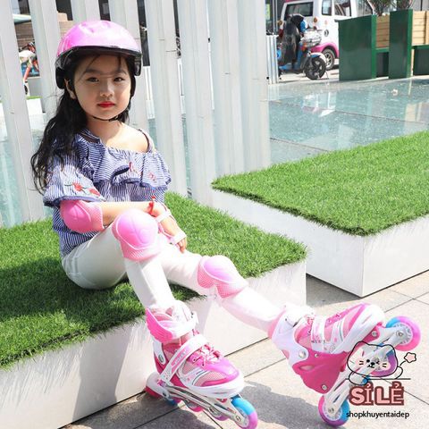 Giày Trượt Patin Phát Sáng Hồng Cho Trẻ Em - QF Thế Hệ Mới, Kèm 2 Thanh Cờ Lê Tháo Lốp, Phù Hợp Cho Người Lớn và Trẻ Nhỏ