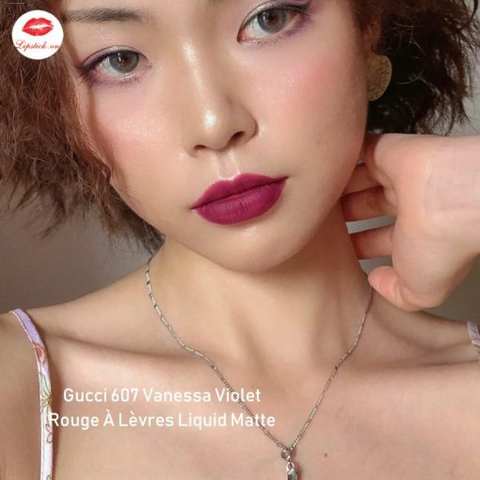 Son Kem Gucci 607 Vanessa Violet - Son Môi Cao Cấp Màu Hồng Mận Quyến Rũ Chính Hãng, Lên Màu Chuẩn, Dễ Dàng Sử Dụng