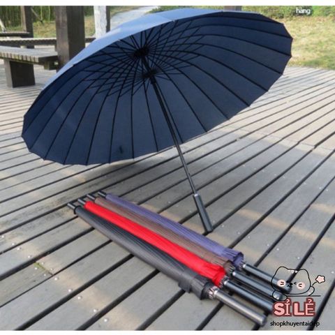Ô Dù Cao Cấp 24 Nan Lớn - Ô Đi Mưa Chống Lật, Chống UV, Quai Đeo Da - Thiết Kế Hàn Quốc, Dành Cho Mọi Dịp