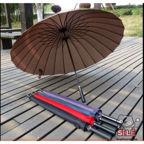 Ô Dù Cao Cấp 24 Nan Lớn - Ô Đi Mưa Chống Lật, Chống UV, Quai Đeo Da - Thiết Kế Hàn Quốc, Dành Cho Mọi Dịp