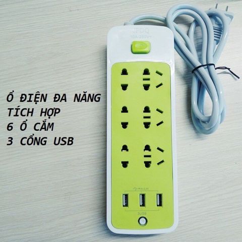 Ổ Cắm Điện Đa Năng Màu Xanh Chống Giật