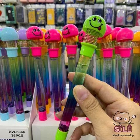 Bút Nước Nhũ Emoji Mặt Cười - Bút Bi Lò Xo Dễ Thương, Chất Lượng Cao, Xu Hướng Văn Phòng Phẩm 2023