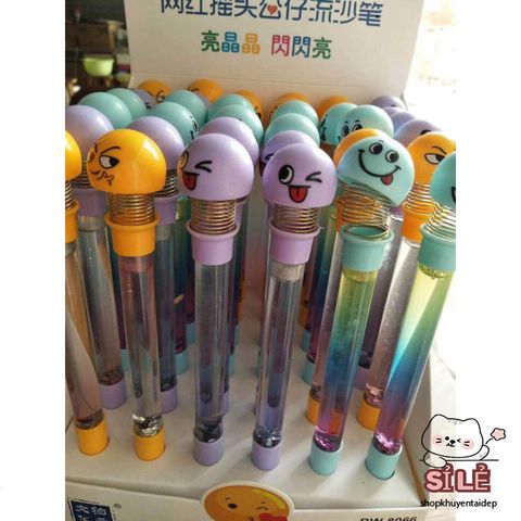 Bút Nước Nhũ Emoji Mặt Cười - Bút Bi Lò Xo Dễ Thương, Chất Lượng Cao, Xu Hướng Văn Phòng Phẩm 2023